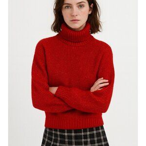 vintage 90s METALLIC TURTLENECK SWEATER knit retro college preppy orange M